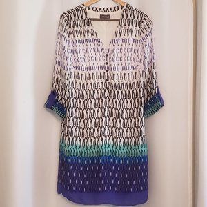 Luxology chic shirt dress ¾ sleeve black/white/blu